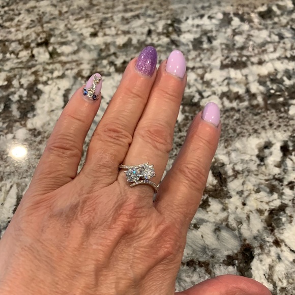 Double circular clear Stone ring - Picture 2 of 4